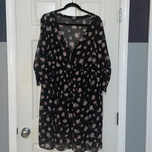 Plus Size Torrid Sheer Black Floral Button-Up Blouse